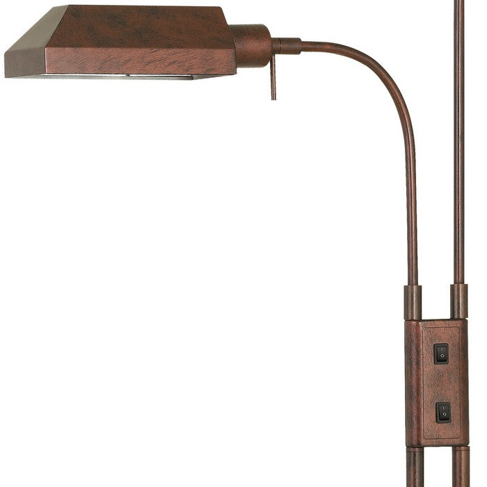 60W x 2 Metal Floor Lamp with Round Base and On Off Rocker Switch, Brown