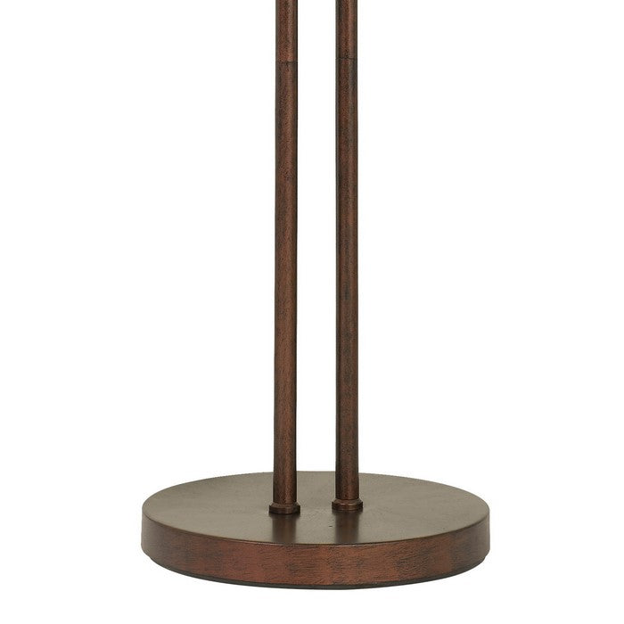 60W x 2 Metal Floor Lamp with Round Base and On Off Rocker Switch, Brown