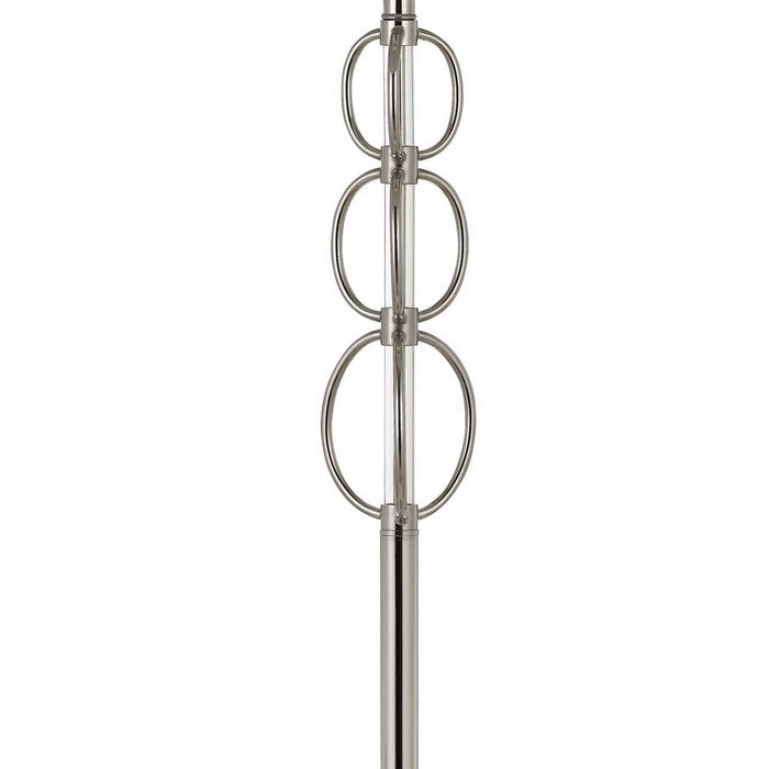 Metal Floor Lamp with Stacked Rings Tubular Stand, White and Chrome