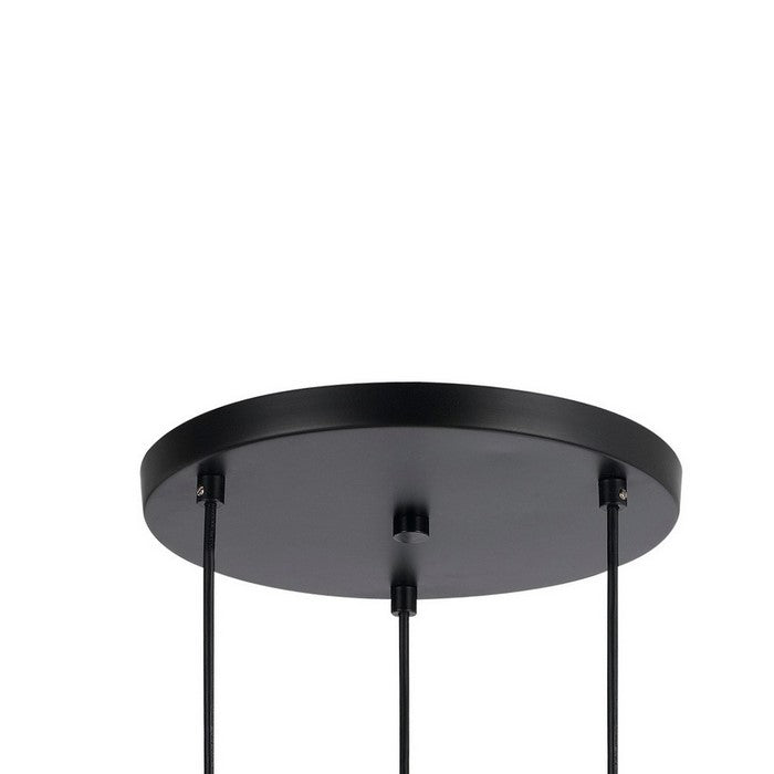 3 Bulb Wind Chime Design Pendant with Cylindrical Glass Shade, Black