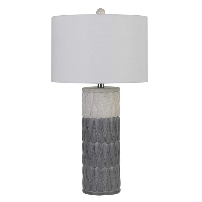 Cylindrical Ceramic Base Table Lamp with Dual Tone Look, Set of 2, Gray