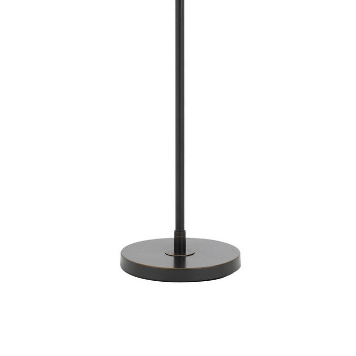Metal Floor Lamp with Swing Arm and Tubular Stand, Beige and Black