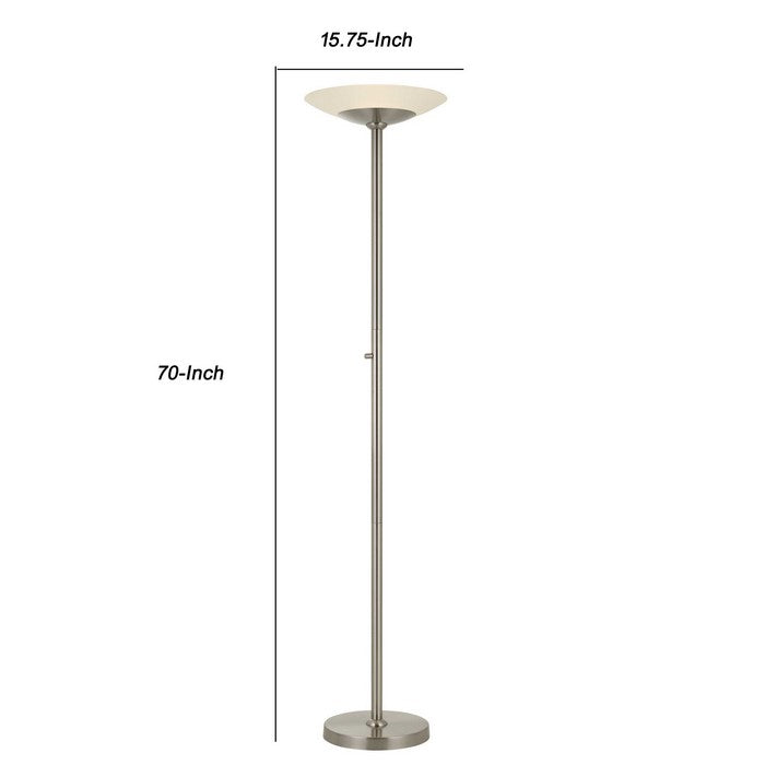 36 Watt Integrated Torchiere Floor Lamp with Inverted Glass Shade, Chrome