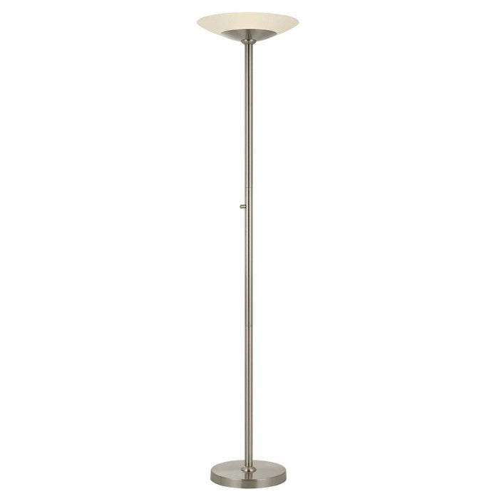 36 Watt Integrated Torchiere Floor Lamp with Inverted Glass Shade, Chrome