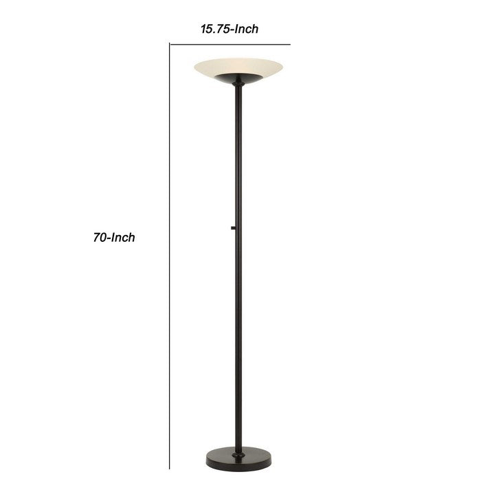 Tubular Metal Body Torchiere Lamp with Integrated LED Light, Black