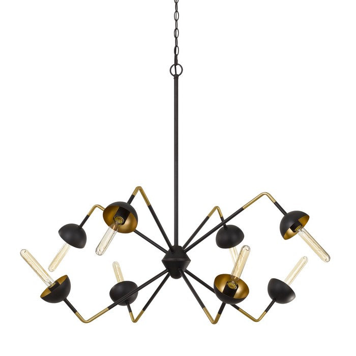 60 X 8 Watt Metal Frame Chandelier with 6 Foot Chain, Black and Gold