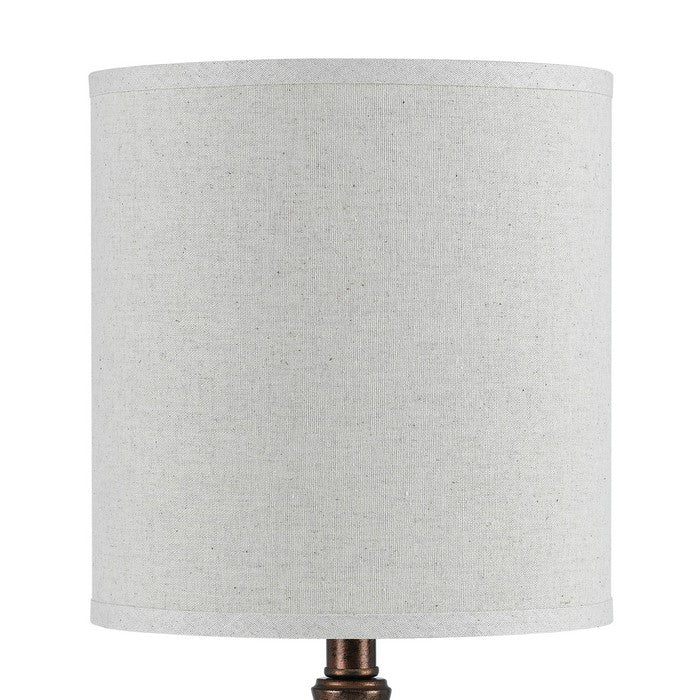Elongated Bellied Shape Metal Accent Lamp with Drum Shade, Rustic Bronze