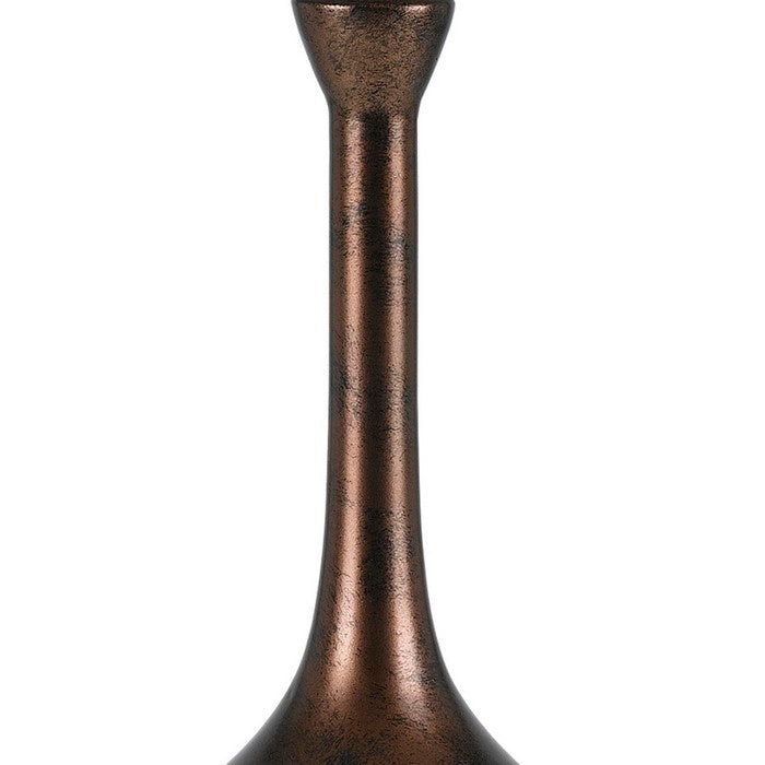 Elongated Bellied Shape Metal Accent Lamp with Drum Shade, Rustic Bronze