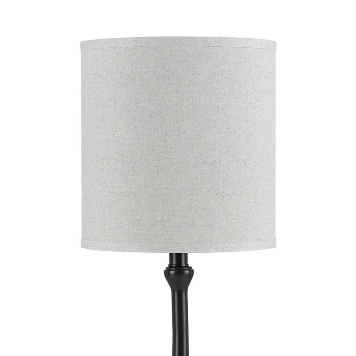 Elongated Bellied Shape Metal Accent Lamp with Drum Shade, Black
