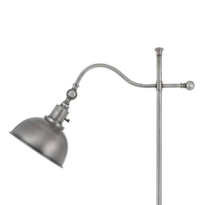 60 Watt Metal Lamp with Adjustable Pole and Bowl Shade, Silver