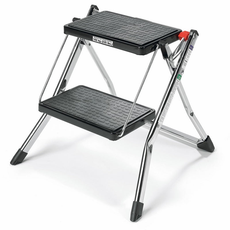 Polder 90401-05 Mini 2-Step Stool, 17" High, 225 lb. (102 kg.) Capacity, Chrome