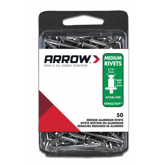 Arrow Fastener RMA3/16IP Medium Aluminum 3/16-Inch Rivets, 50-Pack