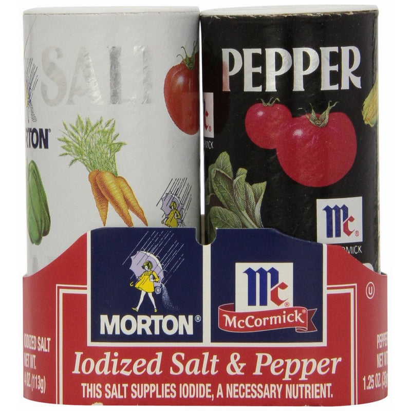 Mortons Salt 4 Ounce/McCormick Pepper 1.25 Ounce Double Pack, 5.25 Ounce