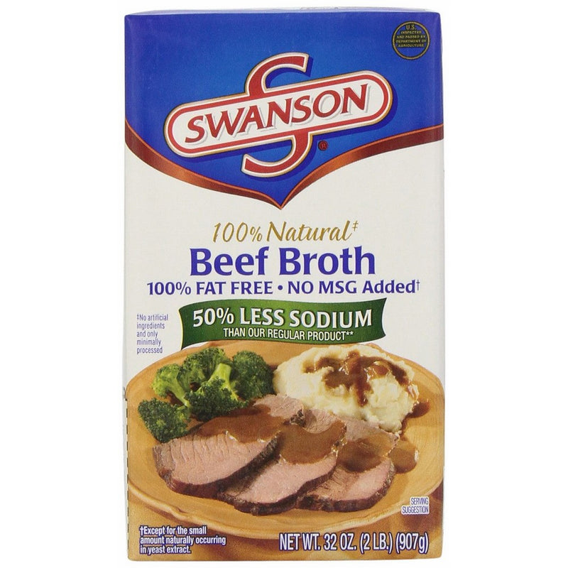 Swanson Broth, 50% Less Sodium, Beef, 32 Ounce