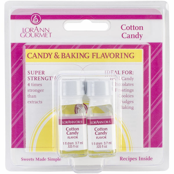 Lorann Oils Candy and Baking Flavoring Bottle (2 /Pack), .125 Ounce, Cotton Candy