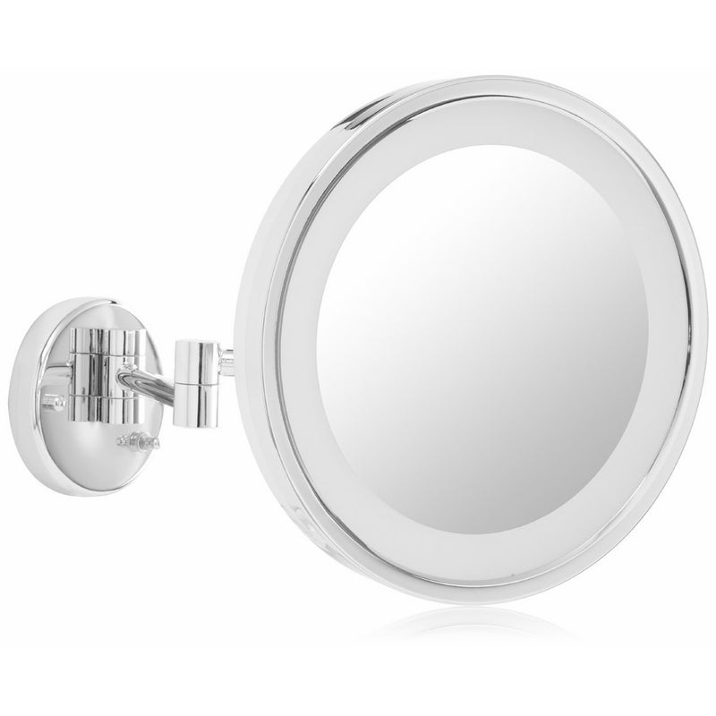 Jerdon HL1016CL 9.5-Inch LED Lighted Wall Mount Makeup Mirror with 5x Magnification, Chrome Finish