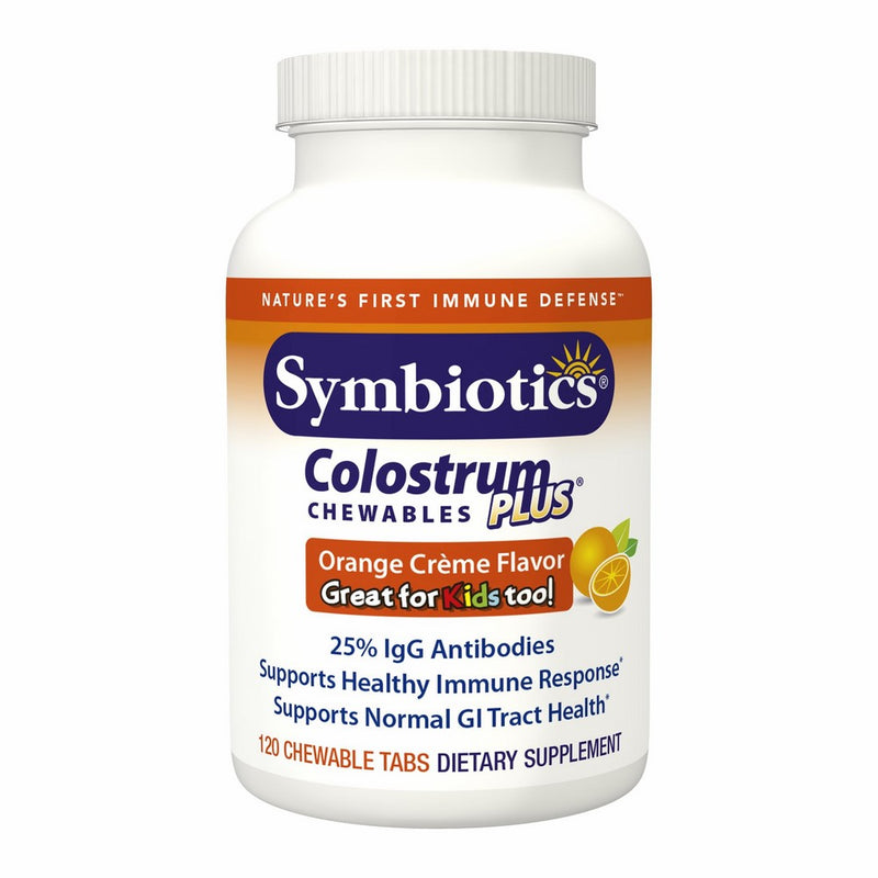 Symbiotics Colostrum Plus Chewables – Orange Cremé – 120 Capsules (new formula)