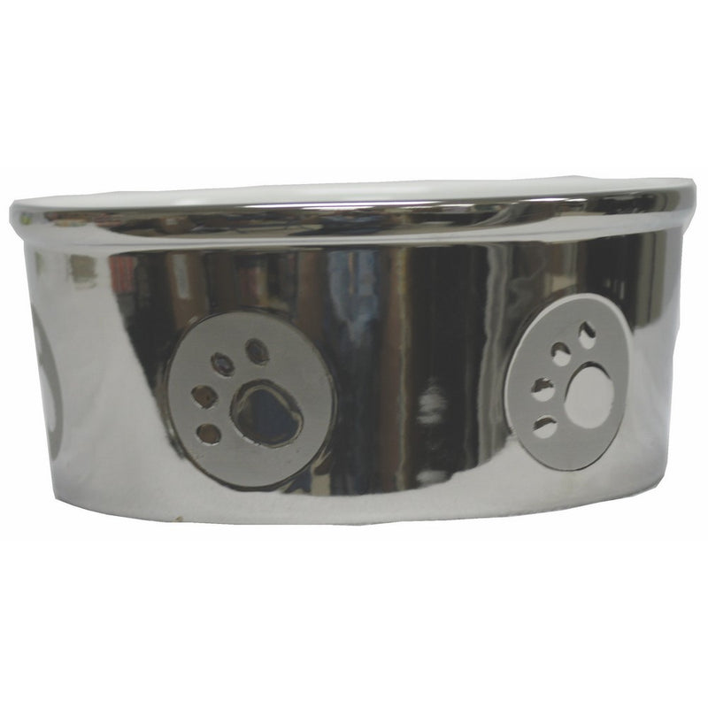 Paw Print Titanium Dog Dish Size: Large (3.25" H x 7.25" W x 7.25" D)