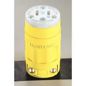 Leviton 1547 15 Amp, 125 Volt, Straight Blade, Connector, Industrial Grade, Dustguard, Grounding, Yellow