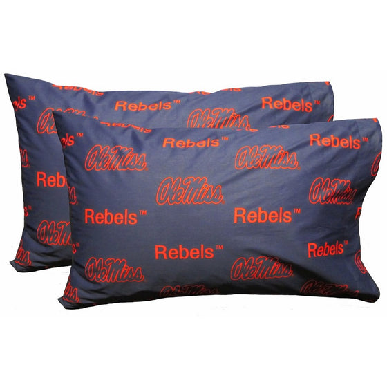 College Covers Mississippi Rebels Pair of Solid Pillowcase, Standard
