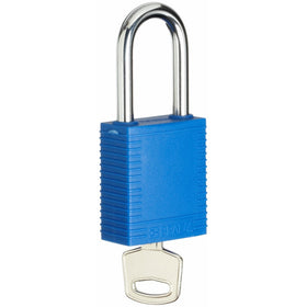 Brady Plastic Lockout/Tagout Padlock, Keyed Different, 1-3/4" Body Length, 1-1/2" Shackle Clearance, Blue (Pack of 1)