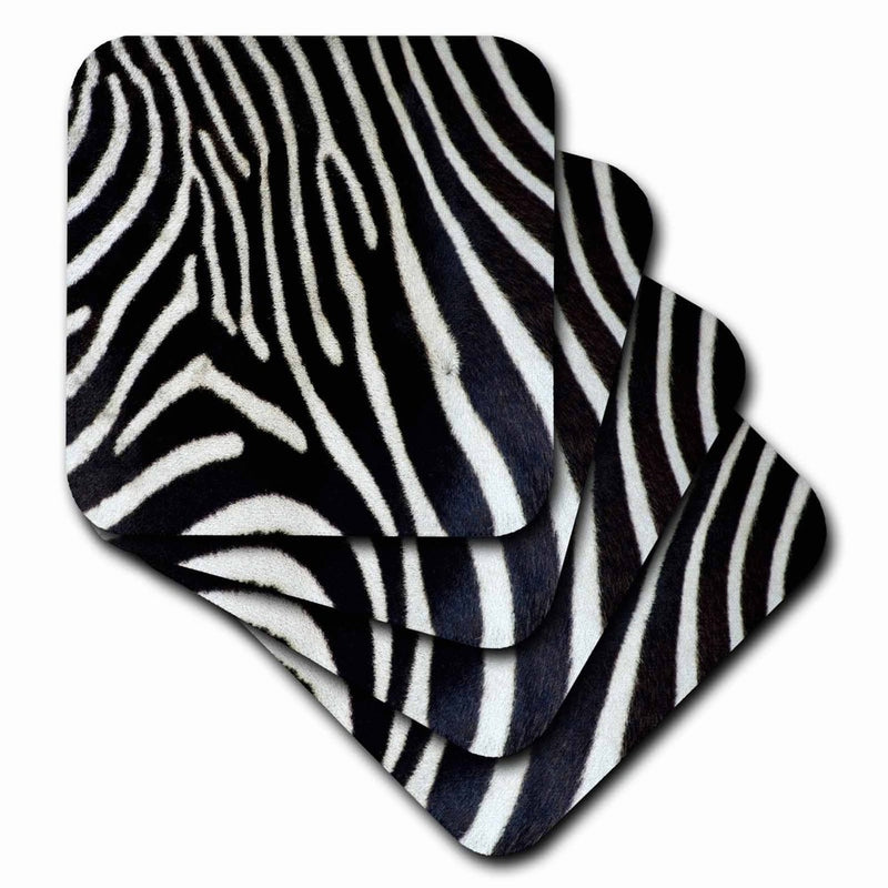 3dRose Janna Salak Designs Black and White Zebra Animal Print Coaster, Soft, Set of 8