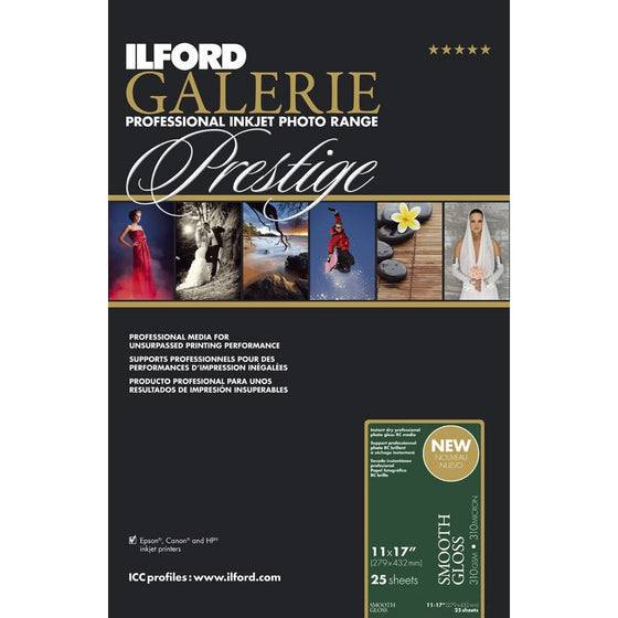 ILFORD 2001736 GALERIE Prestige Smooth Gloss - 11 x 17 Inches, 25 Sheets