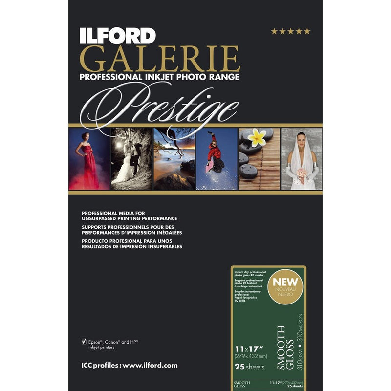 ILFORD 2001736 GALERIE Prestige Smooth Gloss - 11 x 17 Inches, 25 Sheets