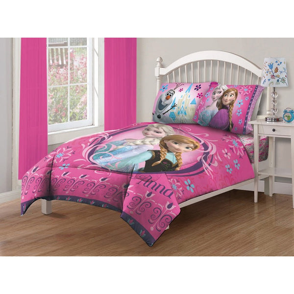 Disney Frozen Nordic Florals Comforter Set with Fitted Sheet, Full