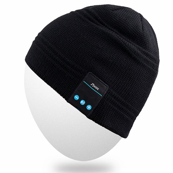 Rotibox Wireless Bluetooth Beanie Hat Cap with Musicphone Speakerphone Stereo Headphone Headset Earphone Speaker Mic for Fitness Outdoor Sports Skiing Running Skating Walking,Christmas Gifts - Black