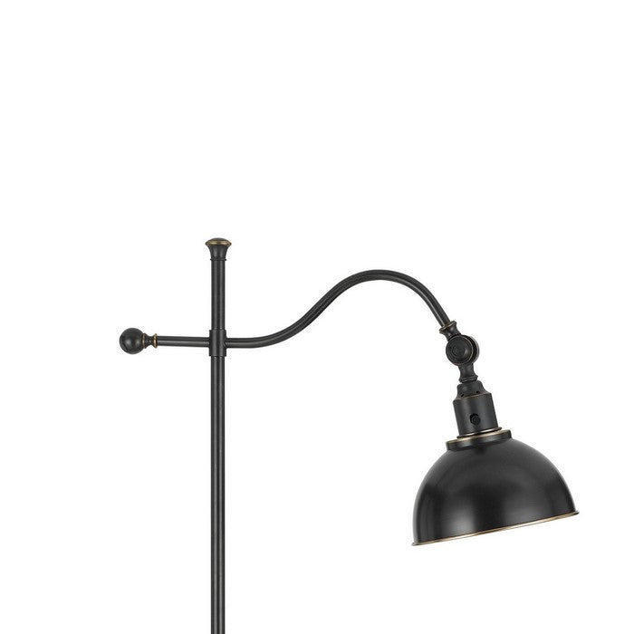 60 Watt Metal Lamp with Adjustable Pole and Bowl Shade, Black