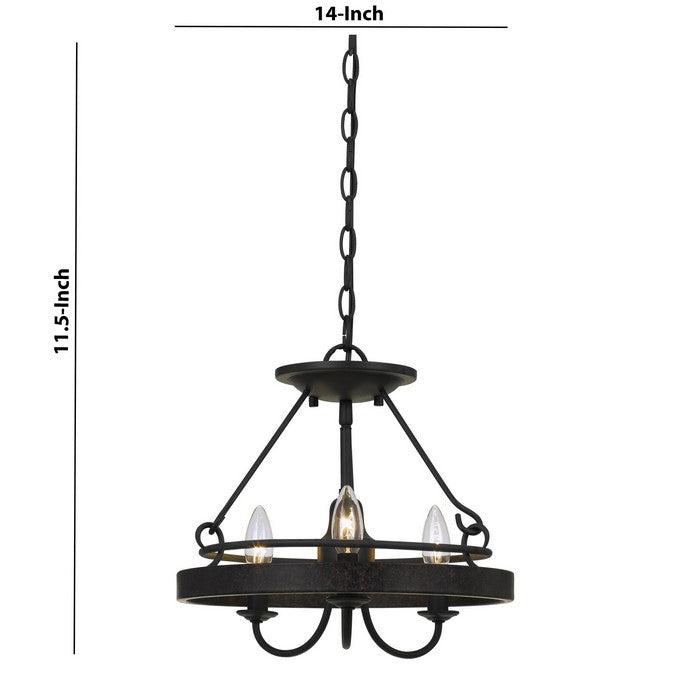 60 X 3 Watt Metal Frame Pendant with Hardwired Switch, Textured Gray