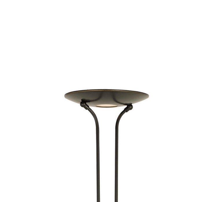 2 Metal Heads Torchiere Floor Lamp with Dimmer Control, Black