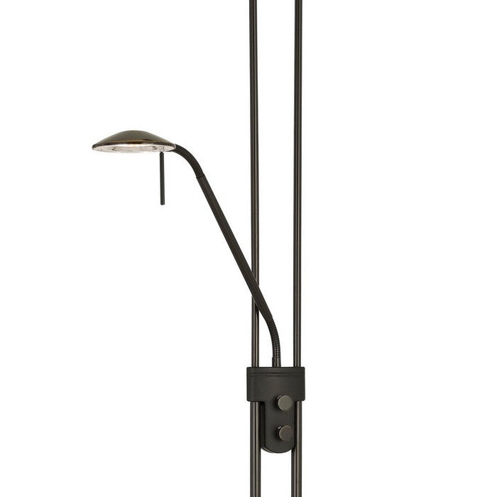 2 Metal Heads Torchiere Floor Lamp with Dimmer Control, Black