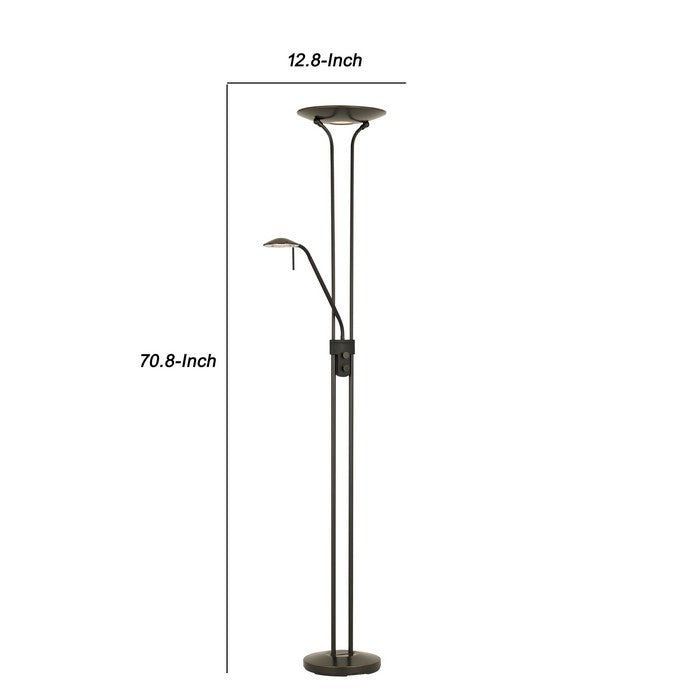 2 Metal Heads Torchiere Floor Lamp with Dimmer Control, Black