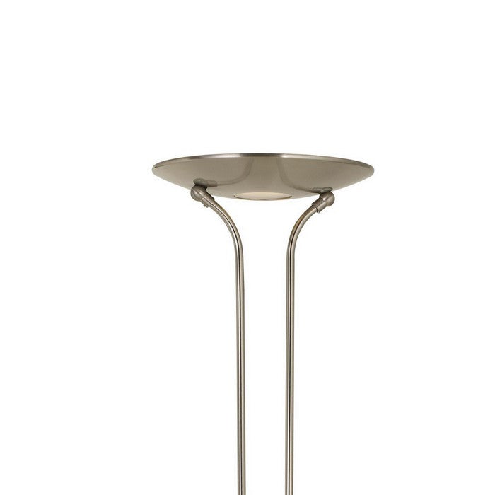 2 Metal Heads Torchiere Floor Lamp with Dimmer Control, Chrome