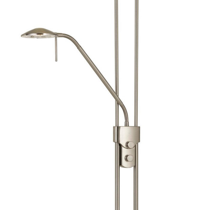 2 Metal Heads Torchiere Floor Lamp with Dimmer Control, Chrome