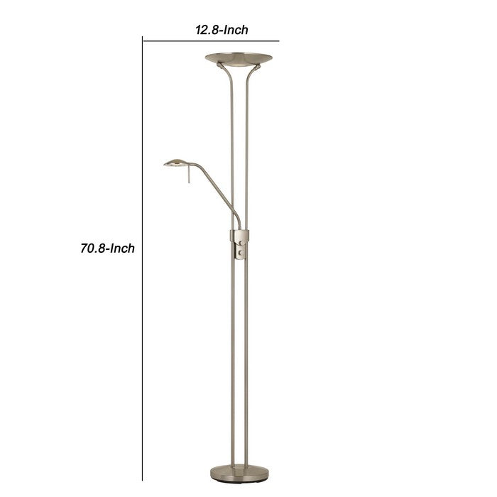 2 Metal Heads Torchiere Floor Lamp with Dimmer Control, Chrome