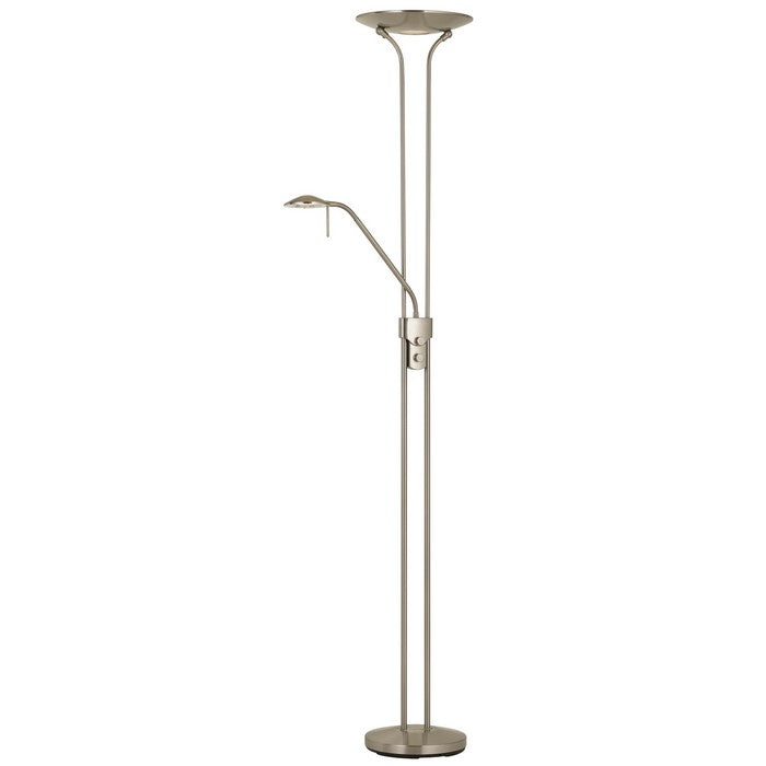 2 Metal Heads Torchiere Floor Lamp with Dimmer Control, Chrome