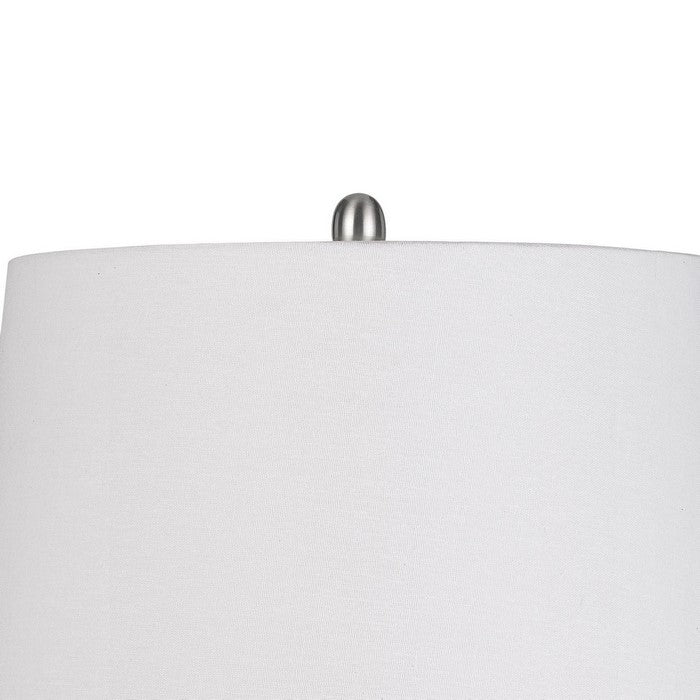 Rain Drop Pattern Glass Table Lamp with Metal Base, White and Clear