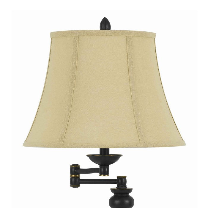 Metal Swing Arm Table Lamp with Pedestal Base and Empire Shade, Black