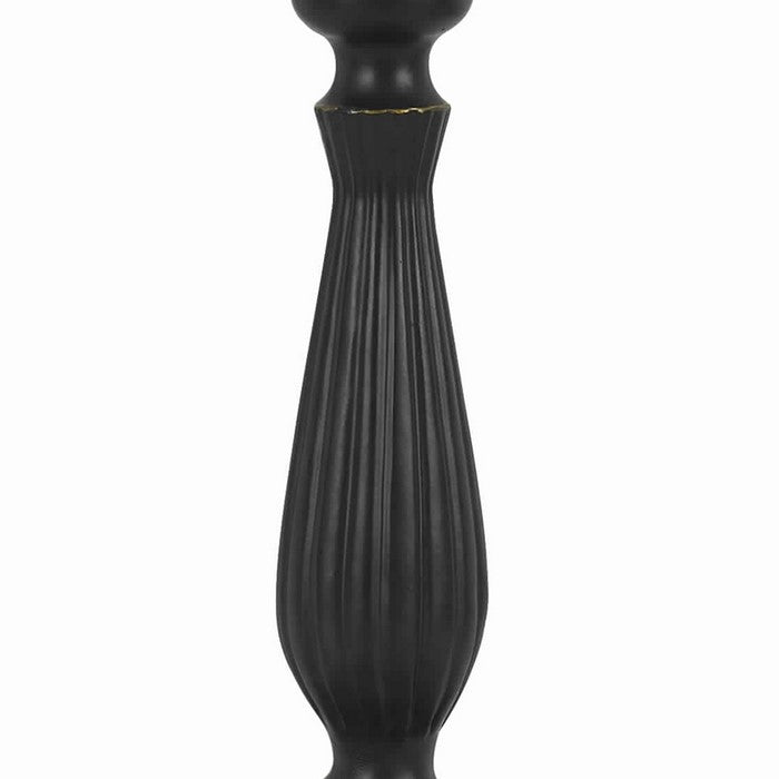 Metal Swing Arm Table Lamp with Pedestal Base and Empire Shade, Black