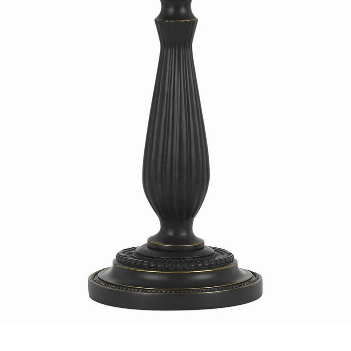 Metal Swing Arm Table Lamp with Pedestal Base and Empire Shade, Black