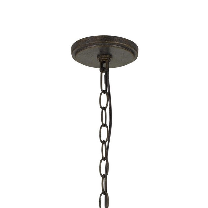 Round Metal Mesh Design Pendant Fixture with Chain, Dark Bronze