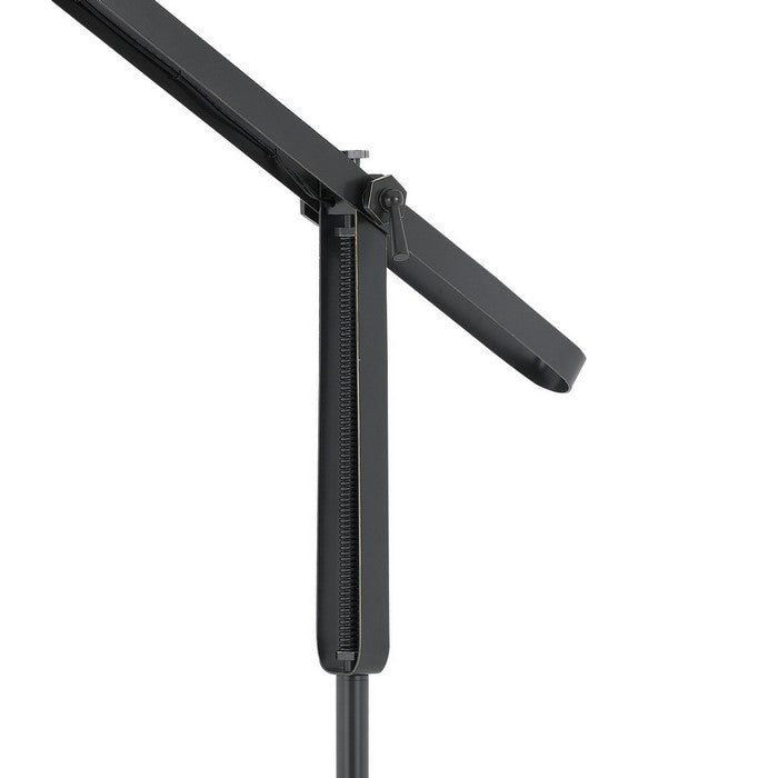 Round Shade Metal Floor Lamp with Adjustable Stalk Support, Black