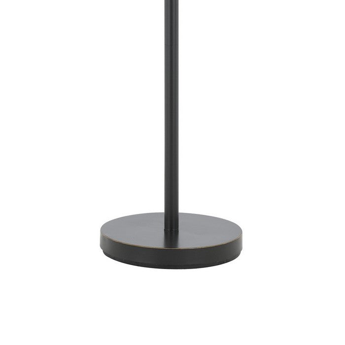 Round Shade Metal Floor Lamp with Adjustable Stalk Support, Black