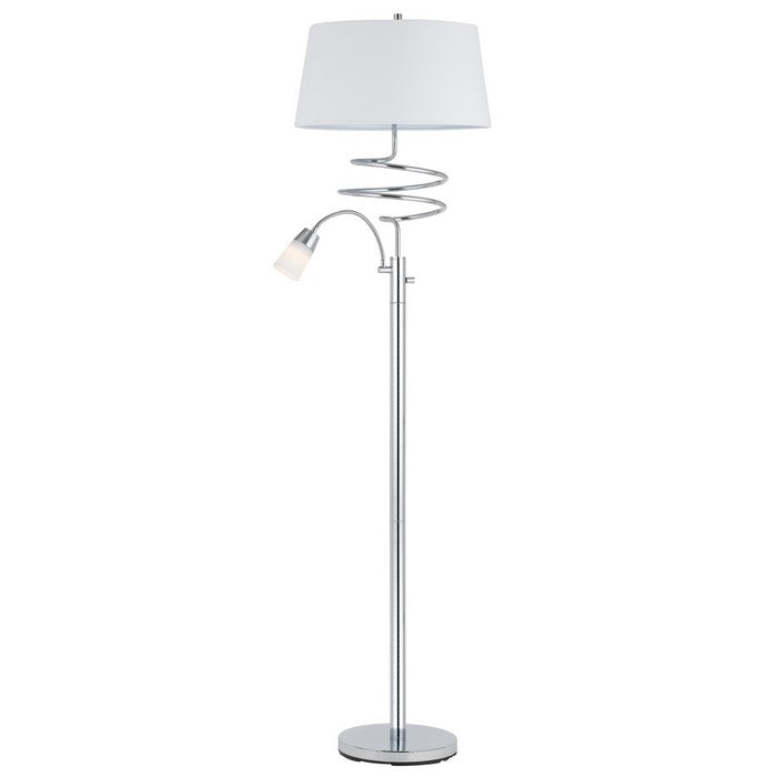Metal Floor Lamp with Stalk Support and Gooseneck Design Light, Silver