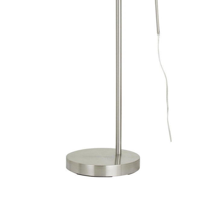 Metal Arc Design Floor Lamp with Round Base and Stalk Support, Silver