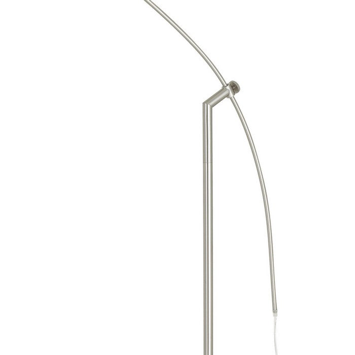 Metal Arc Design Floor Lamp with Round Base and Stalk Support, Silver