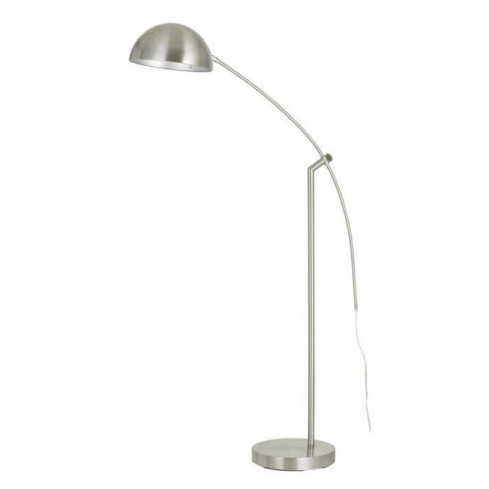 Metal Arc Design Floor Lamp with Round Base and Stalk Support, Silver